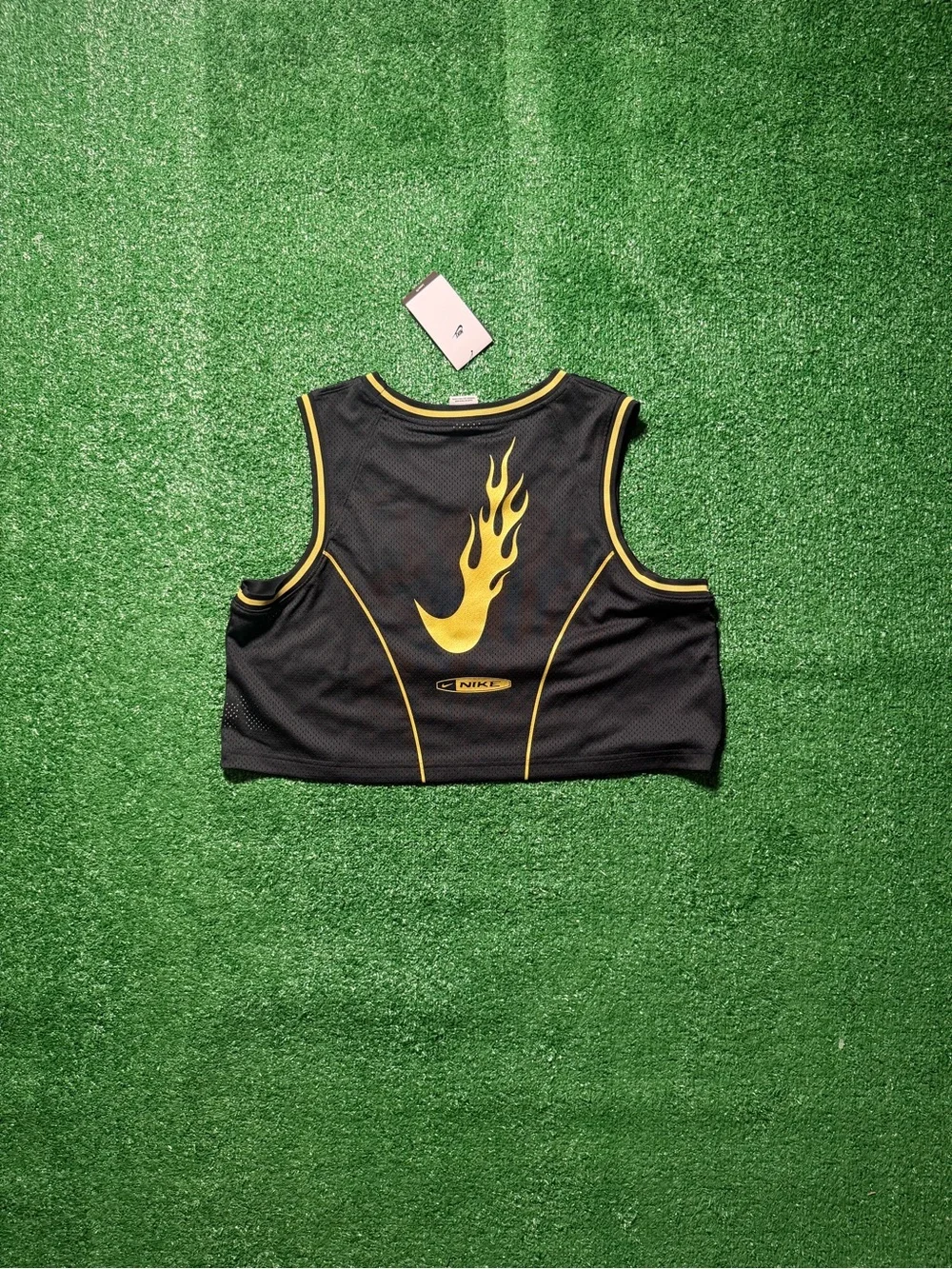 Nike Sportswear Black & Gold Cropped Jersey Women’s Size Large $50 - Picture 2 of 4